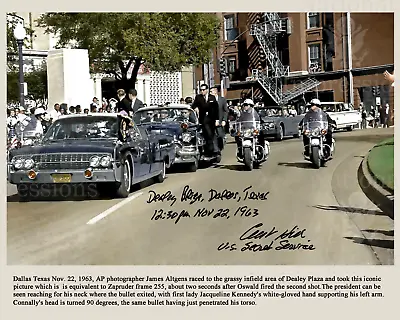 John F Kennedy Assassination Dealey Plaza Clint Hill Signed 8x10 Color REPRINT • $18.99