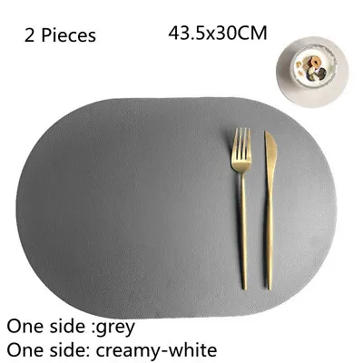$8.55 • Buy 2Pcs Leather Placemats Washable Heat Insulation Non-Slip Dining Table Place Mats