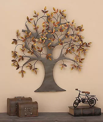 Metal Wall Art Tree Of Life Leaves Dream Sculpture Large Home Decor Brown Copper • $155.99