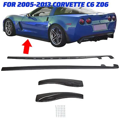 Black Side Skirts For Corvette C6 2005-2013 Z06 | ZR1 Style & Mud Flaps • $73.89