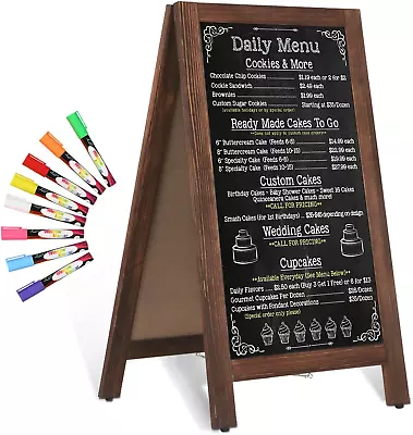 Wooden A-Frame Sign Magnetic 40  X 20  Rustic Brown Chalk Board Sign Board Dou • $112.42