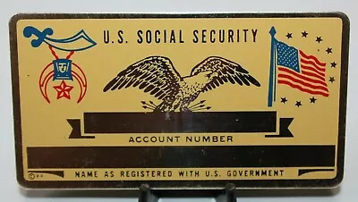 Metal Shriners International Social Security ID Card Custom Engraved [080CHR] • $7