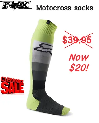 CLEARANCE! FOX 180 TOXSYK Motocross MX Socks Lg NEW Yellow Dirt Bike ATV Socks • $20