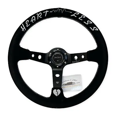 350mm 3 Deep Dish 6-bolt Steering Wheel Black Suede Heartless Limited Edition • $99.95