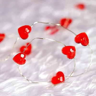 £9.75 • Buy Red Love Heart Shaped LED Fairy String Lights Valentines Day Gift Decoration