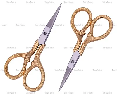 4  Multi Purpose Print Style Small Embroidery Fancy Scissors Gold Plated  • £3.15