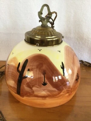$79.50 • Buy VINTAGE SOUTHWESTERN CERAMIC Hanging Ceiling Light Fixture Chain Swag Lamp
