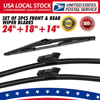 Windshield Wiper Blades Set 3 PCS Front 24  18  Beam Rear 14  For Mazda CX-5 CX5 • $18.59