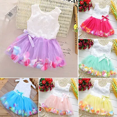 Baby Kids Girls Flower Pageant Princess Dress Wedding Party Tulle Tutu Sundress • £4.69