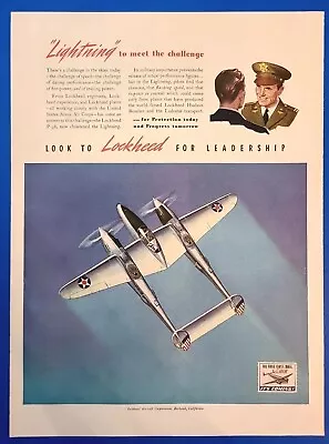 1941 Lockheed Aircraft Corp. Magazine Print Ad Lightning To Meet The Challenge • $9.99