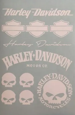 Harley Davidson Stickers Decal Set Sheet (Gloss White) • $25