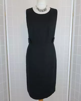Laura Clement La Redoute Dress Size 14 Black 100% Linen Button Tab Detail Shift • £19.95