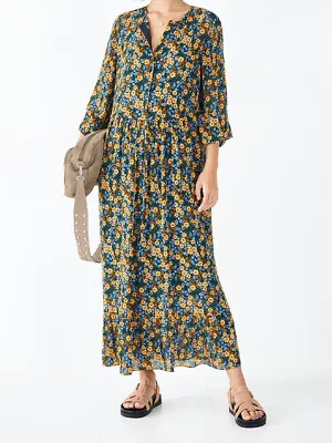 Hush Flora Shirt Dress Womens Ladies Tiered Hem Printed Maxi Dark Pop Size 4-12 • £35