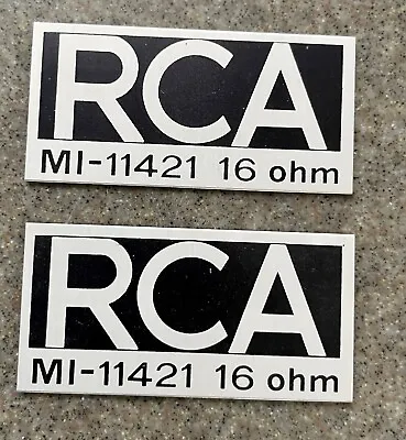 Vintage RCA MI-11421 16 Ohm Broadcast Systems - Speaker Badges NOS Set Of 2 • $10.95