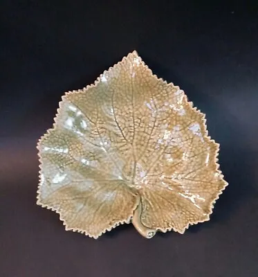 Vintage J Willfred Borrero Pineiro Sadek Import Green Glazed Leaf Trinket Dish  • $14
