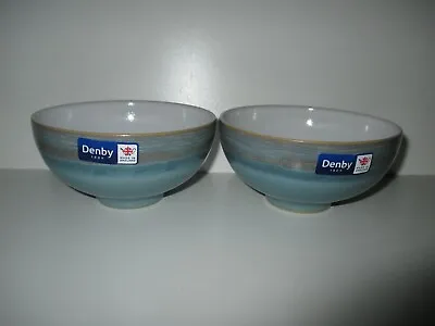 £36.50 • Buy Denby Pottery Azure Coast 2 X Rice Bowls New First Quality Excellent Condition