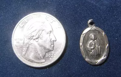 Sterling Silver Vintage St Jude Sacred Heart Of Jesus Catholic Medal AS IS • $19.99