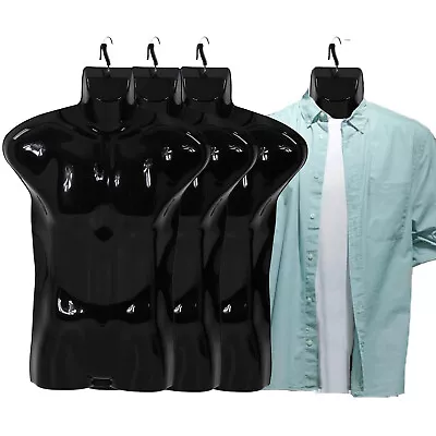 Black 4 PCS Male Mannequin Torso Set Dress Form Half Body Manikin W/ Metal Hook • $37.99