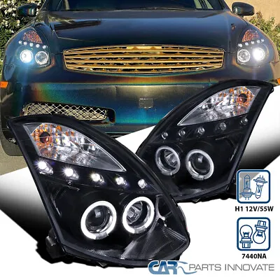 Smoke Projector Headlights Fits 2003-2007 Infiniti G35 Coupe LED Halo Left+Right • $236.95