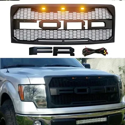 Grille For 2009-2014 Ford F150 Front Bumper Grill Raptor Style W/ Letter Black • $124.89
