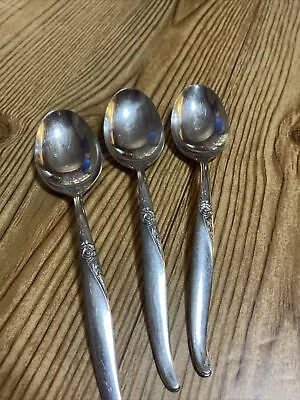 Set Of 3 Wm A Rogers Premier LA ROSE Pattern Stainless Spoons Oneida Ltd • $12