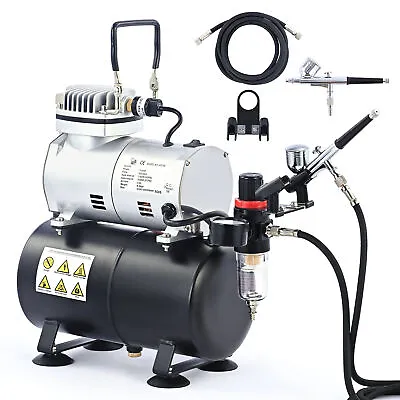 Airbrush Kit With Compressor Dual Action Air Brush Spray Gun Set Paint Tattoo • $139.99