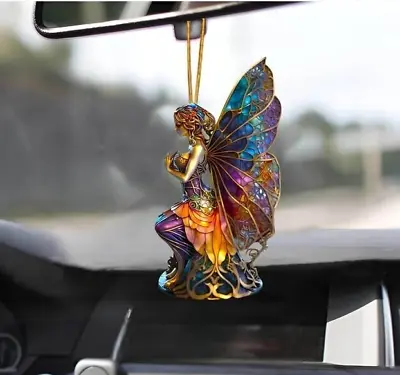 Unusual Resin Fairy  Car Mirror Charm  /  Tree Decoration / Bag Charm  8cm • £3.99