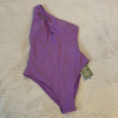 New H&M Ladies Lilac One Shoulder Cut Out Padded Swimsuit Size 12 • £15