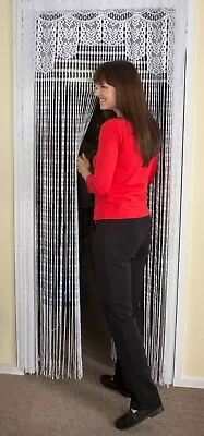 Lace Door Blind Door Strip Stop Mosquitos Flies Insects Adjustable Curtain • £12