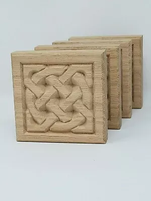 *SET Of 4*  Celtic Eternity Knot  Rosette Block 3  X 3/4  Oak Pine MDF • $19.90