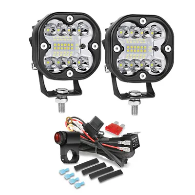 2x 80W LED Spot Light Auxiliary Motorcycle Headlight Driving Fog Lamp Wiring Kit • $35.99