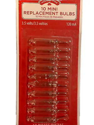 $6.90 • Buy Mini Replacement Christmas Light Bulbs Clear 3.5 Volt Pack Of 10 Total Bulbs NEW