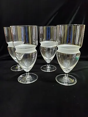 Vera Wang Wedgwood 4 Crystal Glassware Tall 10oz. Stemware Art Deco Styled. • $45