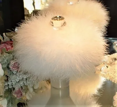 Big Down Feather Trimmed Puff W/ Perfumed Body Dusting Powder & Stand Vanity Set • $54.95