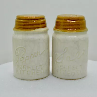 Retro Style  Perfect Kitchen  Ceramic Salt & Pepper Shakers 4  T Cream/Brown • $10