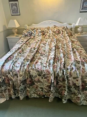 Vintage Sanderson Chelsea Rose Curtains Pair Long Fully Lined 46 X97 Ins Each • £49