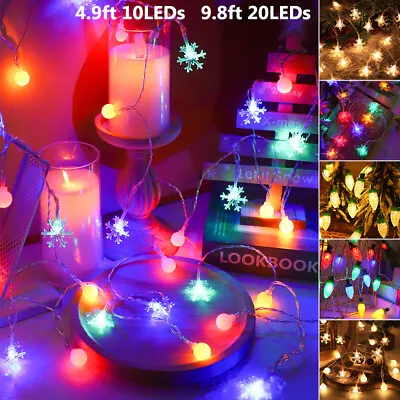 £6.09 • Buy Snowflake String Star Fairy Lights Strawberry Christmas Tree LED Globe Lights