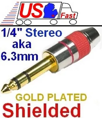 1/4  Stereo Male Plug Audio/Microphone/Mic/PA Cable/Cord End/Connector 6.35mm{gR • $4.99