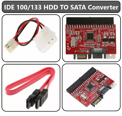 IDE 100/133 HDD CD DVD TO SATA Converter Adapter SATA Cable And Power Connector • £6.99