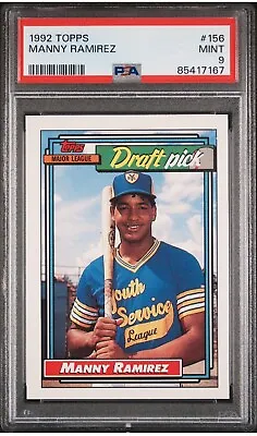 1992 Topps Manny Ramirez Rookie Baseball Card RC #156 PSA 9 Red Sox Indians • $24.99