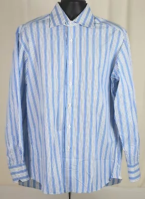 $79.95 • Buy Minty Domenico Vacca White & Blue Striped Shirt EU43 17 X 35