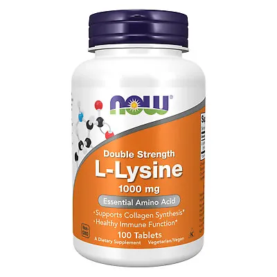 NOW FOODS L-Lysine Double Strength 1000 Mg - 100 Tablets • $10.48