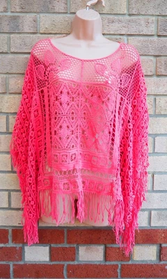 £12.74 • Buy G21 Pink Crochet Tassel Fringed Hem Beach Kaftan Short Sleeve Blouse Top 16 Xl