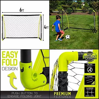 Portable Soccer Goal - Kids Backyard Soccer Net - 6 X 4Easy Storage Goal Fun • $56.21