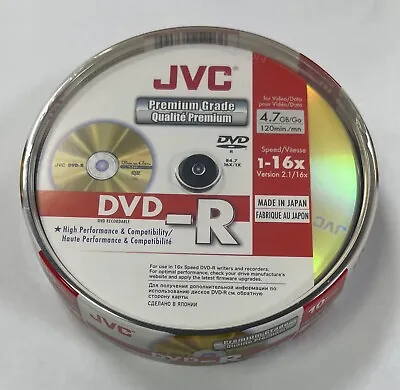 £7.99 • Buy JVC DVD-R 16x Speed PREMIUM Blank Discs 4.7GB 120 Mins (Pack Of 10 ) Spindle