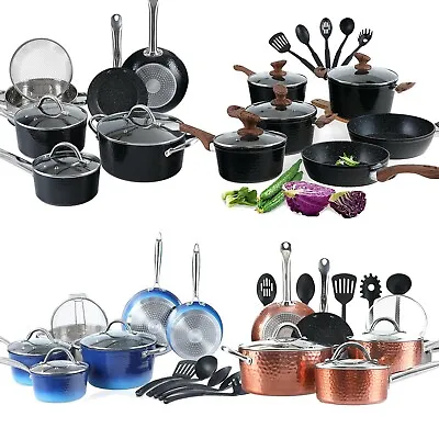 $109.99 • Buy 15 Piece Kitchen Cookware Sets Non Stick Granite Diamond Blue Pots And Pans Set