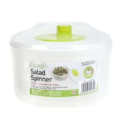 Large Salad Spinner Vegetable Veg Leaf Dryer Drainer Colander Plastic Bowl • £7.75