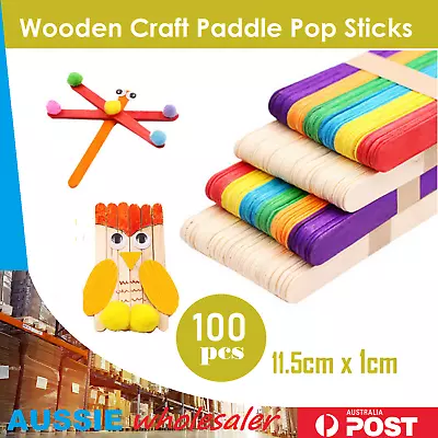 100pcs Wooden Coffee Tea Stirrers Craft Stick/Paddle Pop Sticks Disposable 11cm • $3.45