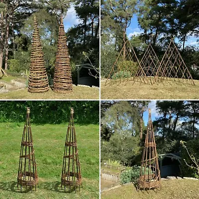 £29.99 • Buy Willow Garden Obelisks Wicker Wooden Wood Plant Support Expanding And Twist  