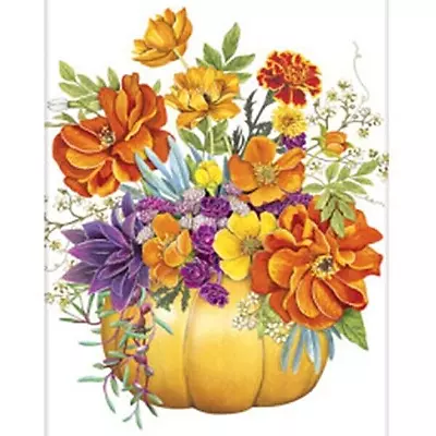 Mary Lake-Thompson Fall Flowers Pumpkin Harvest Flour Sack Kitchen Towel • $10.50